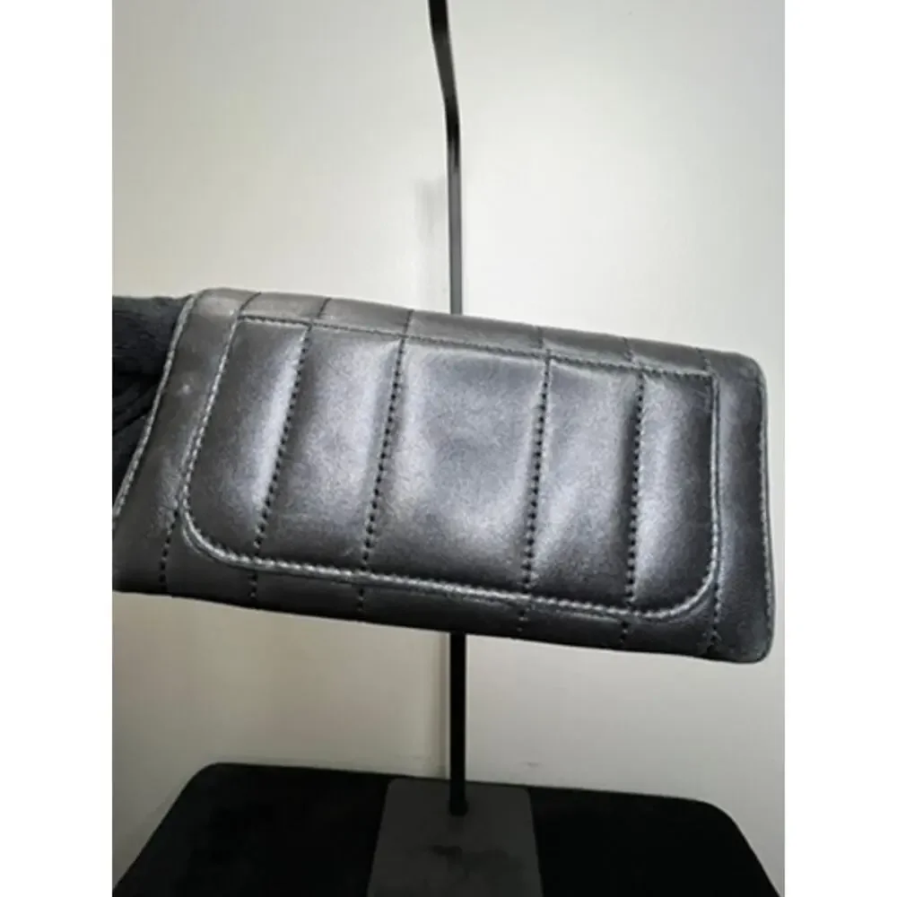 Tory Burch Kira Moto Quilt Black Leather Chain Wallet Crossbody Bag